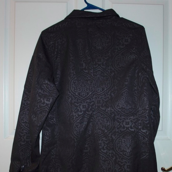 SOLD********************Athleta Charcoal Grey Damask Print Rain Coat Med - Picture 5 of 6